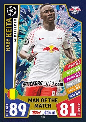 Sticker Naby Keita - UEFA Champions League 2017-2018. Match Attax n. 401 - Topps