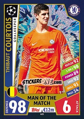 Sticker Thibaut Courtois - UEFA Champions League 2017-2018. Match Attax n. 403 - Topps
