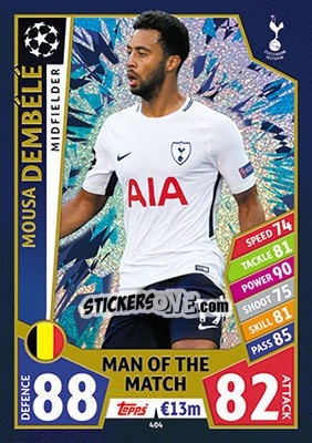 Sticker Mousa Dembélé - UEFA Champions League 2017-2018. Match Attax n. 404 - Topps