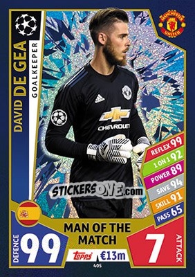 Sticker David de Gea - UEFA Champions League 2017-2018. Match Attax n. 405 - Topps