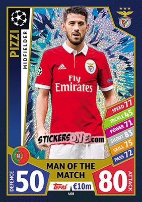 Sticker Pizzi - UEFA Champions League 2017-2018. Match Attax n. 408 - Topps