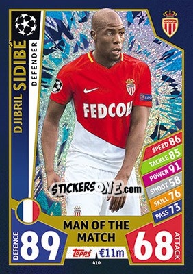 Sticker Djibril Sidibé - UEFA Champions League 2017-2018. Match Attax n. 410 - Topps