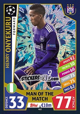 Cromo Henry Onyekuru - UEFA Champions League 2017-2018. Match Attax - Topps