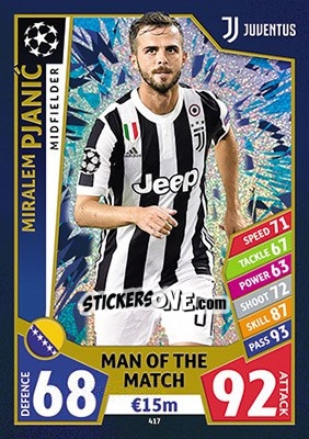 Sticker Miralem Pjanic - UEFA Champions League 2017-2018. Match Attax n. 417 - Topps