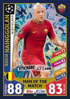 Sticker Radja Nainggolan - UEFA Champions League 2017-2018. Match Attax n. 418 - Topps