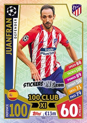 Sticker Juanfran - UEFA Champions League 2017-2018. Match Attax n. 420 - Topps