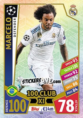 Sticker Marcelo - UEFA Champions League 2017-2018. Match Attax n. 421 - Topps