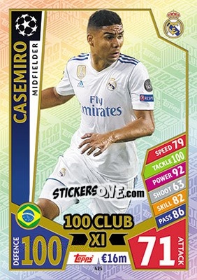 Sticker Casemiro - UEFA Champions League 2017-2018. Match Attax n. 425 - Topps