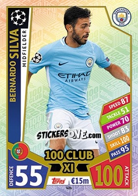 Figurina Bernardo Silva - UEFA Champions League 2017-2018. Match Attax - Topps