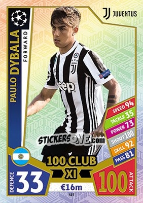 Sticker Paulo Dybala - UEFA Champions League 2017-2018. Match Attax n. 427 - Topps