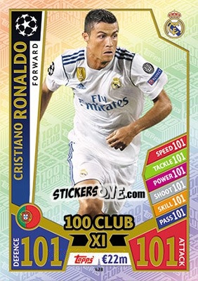 Sticker Cristiano Ronaldo - UEFA Champions League 2017-2018. Match Attax n. 428 - Topps