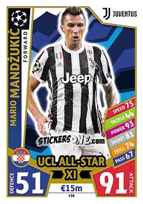 Sticker Mario Mandžukic - UEFA Champions League 2017-2018. Match Attax - Topps