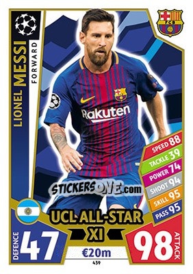 Sticker Lionel Messi - UEFA Champions League 2017-2018. Match Attax n. 439 - Topps