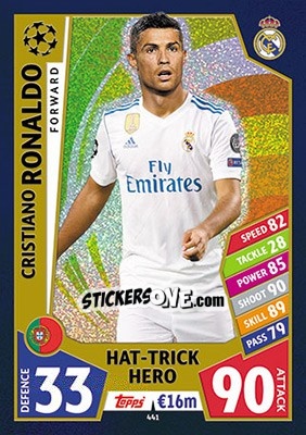 Sticker Cristiano Ronaldo - UEFA Champions League 2017-2018. Match Attax n. 441 - Topps
