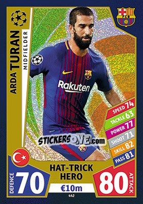 Sticker Arda Turan - UEFA Champions League 2017-2018. Match Attax n. 442 - Topps