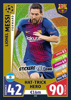 Cromo Lionel Messi - UEFA Champions League 2017-2018. Match Attax - Topps