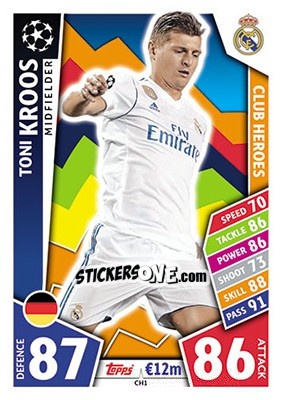 Sticker Toni Kroos - UEFA Champions League 2017-2018. Match Attax n. CH1 - Topps