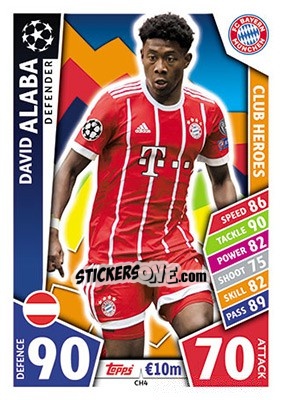 Sticker David Alaba - UEFA Champions League 2017-2018. Match Attax n. CH4 - Topps