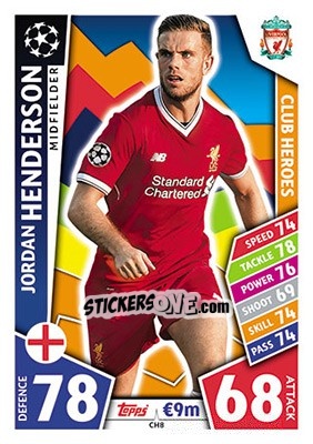 Sticker Jordan Henderson - UEFA Champions League 2017-2018. Match Attax - Topps