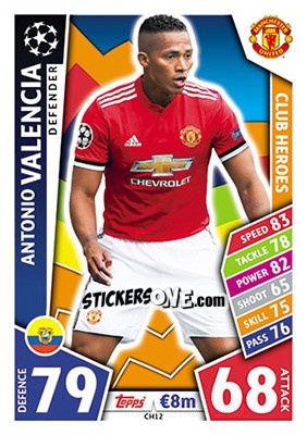 Sticker Antonio Valencia - UEFA Champions League 2017-2018. Match Attax n. CH12 - Topps