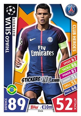 Sticker Thiago Silva - UEFA Champions League 2017-2018. Match Attax - Topps