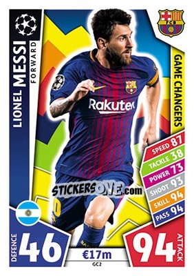 Sticker Lionel Messi - UEFA Champions League 2017-2018. Match Attax n. GC2 - Topps