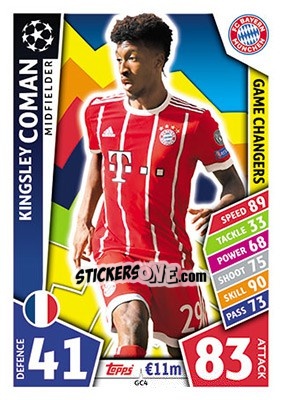 Sticker Kingsley Coman - UEFA Champions League 2017-2018. Match Attax n. GC4 - Topps