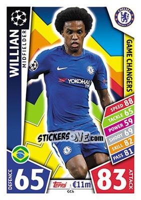 Sticker Willian - UEFA Champions League 2017-2018. Match Attax n. GC6 - Topps