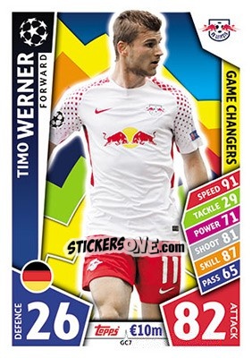 Sticker Timo Werner - UEFA Champions League 2017-2018. Match Attax n. GC7 - Topps