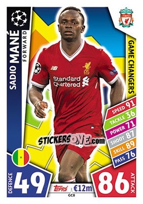 Sticker Sadio Mané - UEFA Champions League 2017-2018. Match Attax n. GC8 - Topps