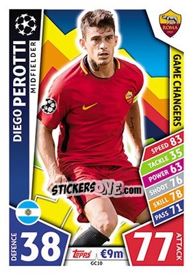Sticker Diego Perotti - UEFA Champions League 2017-2018. Match Attax n. GC10 - Topps
