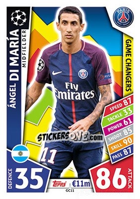 Sticker Ángel di María - UEFA Champions League 2017-2018. Match Attax n. GC11 - Topps