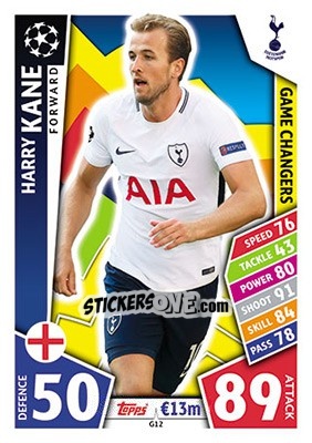 Sticker Harry Kane - UEFA Champions League 2017-2018. Match Attax n. GC12 - Topps