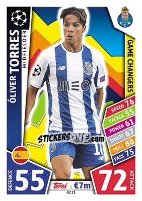 Sticker Óliver Torres - UEFA Champions League 2017-2018. Match Attax n. GC13 - Topps