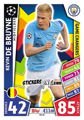 Cromo Kevin de Bruyne - UEFA Champions League 2017-2018. Match Attax - Topps