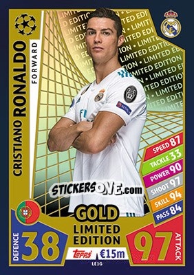 Sticker Cristiano Ronaldo - UEFA Champions League 2017-2018. Match Attax n. LE1G - Topps