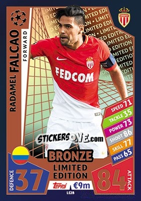 Sticker Radamel Falcao - UEFA Champions League 2017-2018. Match Attax n. LE2B - Topps