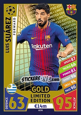 Sticker Luis Suárez - UEFA Champions League 2017-2018. Match Attax n. LE2G - Topps
