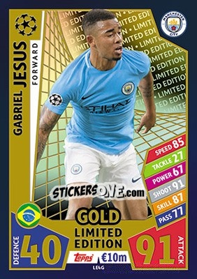 Sticker Gabriel Jesus - UEFA Champions League 2017-2018. Match Attax n. LE4G - Topps