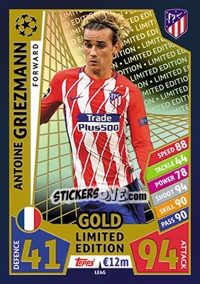 Sticker Antoine Griezmann - UEFA Champions League 2017-2018. Match Attax n. LE6G - Topps