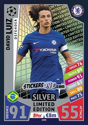 Sticker David Luiz - UEFA Champions League 2017-2018. Match Attax n. LE6S - Topps