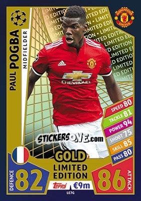 Sticker Paul Pogba - UEFA Champions League 2017-2018. Match Attax n. LE7G - Topps