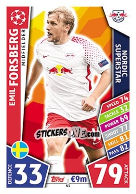 Sticker Emil Forsberg - UEFA Champions League 2017-2018. Match Attax n. N1 - Topps