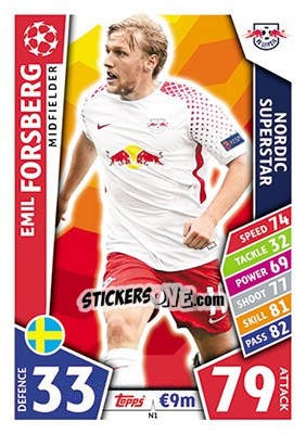 Figurina Emil Forsberg - UEFA Champions League 2017-2018. Match Attax - Topps