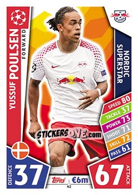 Sticker Yussuf Poulsen - UEFA Champions League 2017-2018. Match Attax n. N2 - Topps