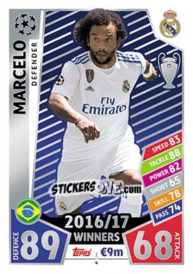 Sticker Marcelo - UEFA Champions League 2017-2018. Match Attax - Topps