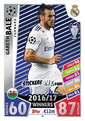 Figurina Gareth Bale - UEFA Champions League 2017-2018. Match Attax - Topps