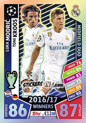 Cromo Luka Modric / Toni Kroos - UEFA Champions League 2017-2018. Match Attax - Topps