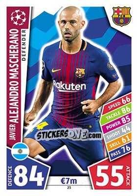Sticker Javier Alejandro Mascherano - UEFA Champions League 2017-2018. Match Attax n. 23 - Topps