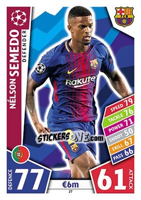 Sticker Nélson Semedo - UEFA Champions League 2017-2018. Match Attax n. 27 - Topps
